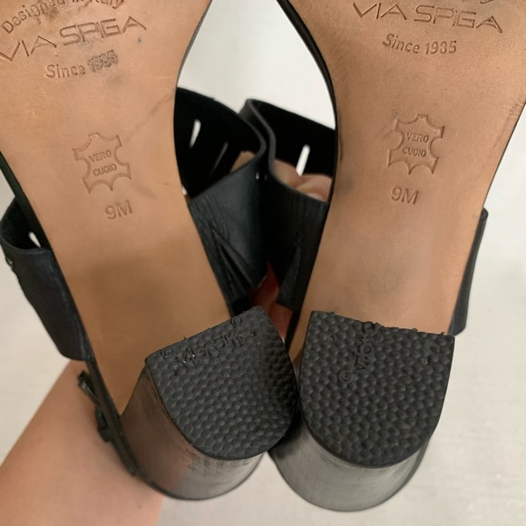 Via Spiga Black Lynne Leather Open Toe Studded Sandals Woman’s 9M - Picture 14 of 14